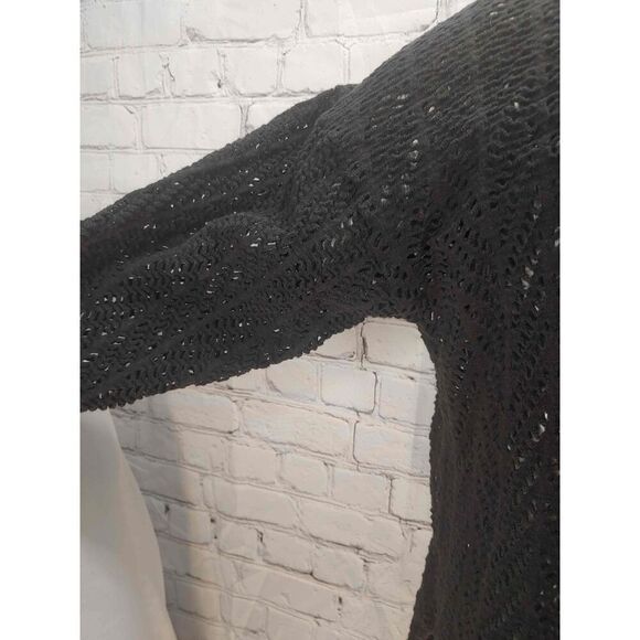 VINTAGE Women's Size XL Black Embroidered Oversized See Through Top - Picture 3 of 4